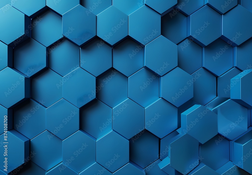 3d render of abstract blue background with hexagon pattern, simple ...