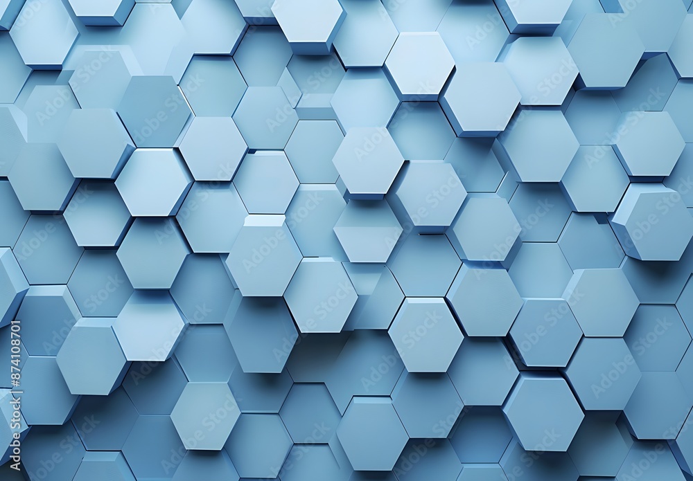 3d render of abstract blue background with hexagon pattern, simple ...