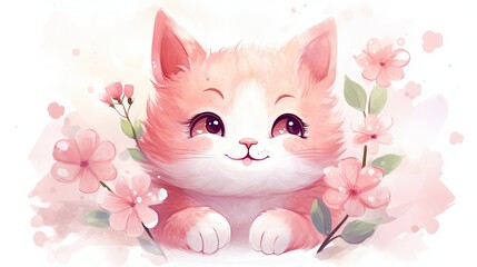  A cute pink cat 