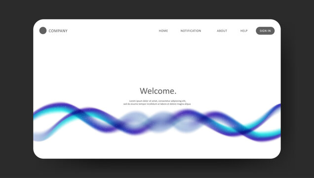 Abstract wave futuristic design of landing page. retro gradient mesh website design