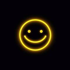 Wall Mural - Smile emoji icon yellow night line.