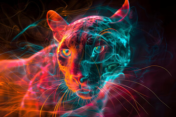 Poster - Abstract Illustration of a Panther with Smoke