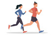 © Bemart - Running couple. Vector illustration. Flat design. Isolated on a white background
