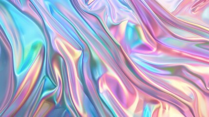 Poster - Detailed 3D rendering. Digital fabric. Holographic neon foil. Rainbow reflections.