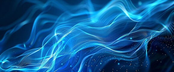 Poster - Spacetime abstract background with a blue glowing plasma yarn
