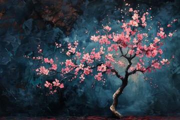 Wall Mural - Cherry Blossom Tree Against Abstract Background