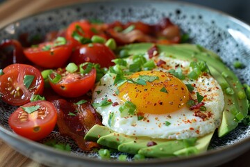 Wall Mural - Delicious Breakfast Bowl with Avocado and Eggs