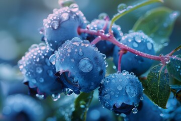 Wall Mural - Blueberry Harvest with Morning Dew