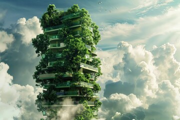 Wall Mural - Green Architecture. Eco-Friendly City with Sustainable Buildings and Urban Skyline