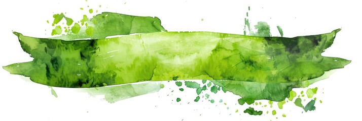 Wall Mural - Green Banner. Watercolor Banner Ribbon Illustration Design with Decoration Elements