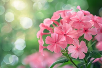 Sticker - Pink Phlox Blossoms in Sunlit Garden