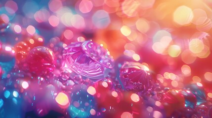 Poster - Abstract Bokeh Lights with Pink and Blue Tones - An abstract photo of out-of-focus lights with pink and blue tones. A delicate bokeh effect creates a dreamy and artistic atmosphere, capturing the esse