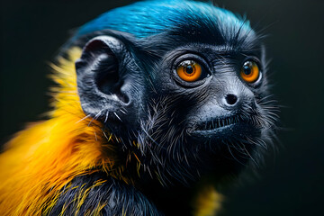 Closeup of a Golden-Headed Langur Monkey Illustration