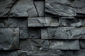 Poster - Black Slate Stone Wall Texture