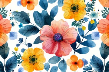 Poster - Floral Pattern with Vibrant Colors