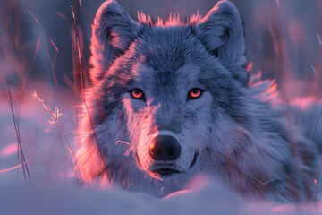 Poster - Wolf in the Snow Illustration