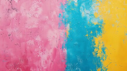 Wall Mural - Bubblegum pink, canary yellow, and peacock blue noisy grain backdrop, fun and funky for creative uses