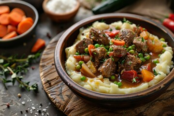 Wall Mural - Hearty Beef Stew on Mashed Potatoes