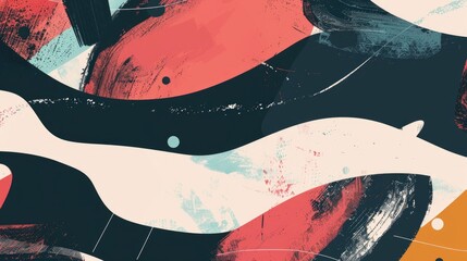 Poster - contemporary wide abstract banner with flat background