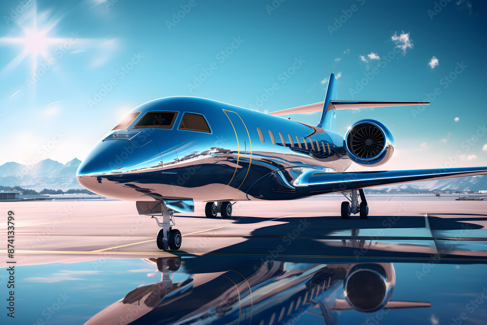 Sleek Airplane Under Brilliant Blue Sky - A Symbol of Innovation and ...