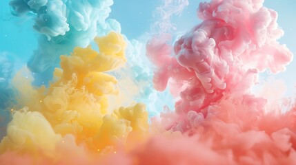 Wall Mural - Candy floss pink, golden poppy yellow, and cyan blue noisy background, whimsical and sweet for cheerful visuals