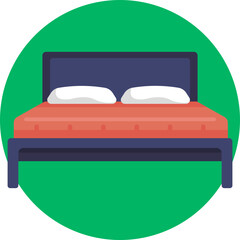 A cozy bed icon symbolizing rest and relaxation, inviting users to think of comfort and sleep.