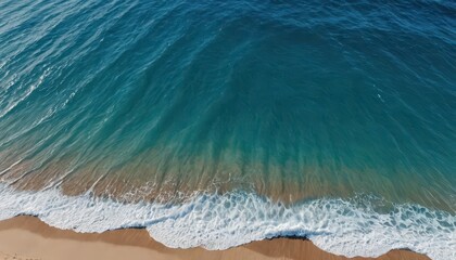 Canvas Print - Aerial View of Ocean Waves Breaking on Sandy Beach.