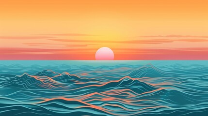 Sticker - Summer Sea Sunset Background with Copy Space