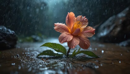 Poster - Flower in the Rain.