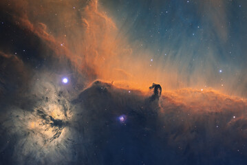 Wall Mural - deep space astrophotography using a telescope capturing the famous horsehead nebula in the constella