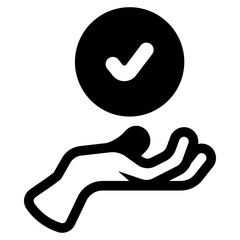 Sticker - hand with round circle check mark sign icon