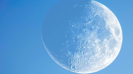 Canvas Print - Crescent moon with blue sky background viewed up close