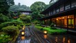 © taelefoto - Serene Dusk at Japanese Ryokan: Cultural Immersion in Tranquil Setting