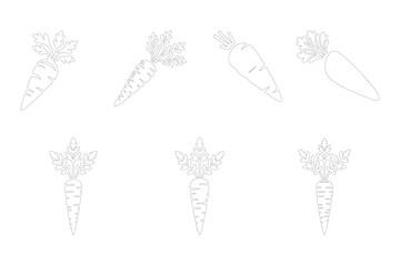 Wall Mural - Carrot Outline vector icon set in different shapes on a white background