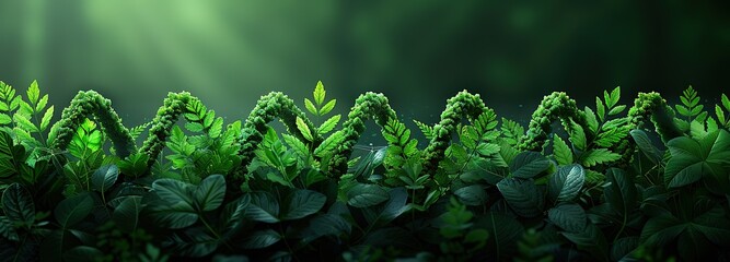 illustration of a dna cell from a green plant with a blurred background