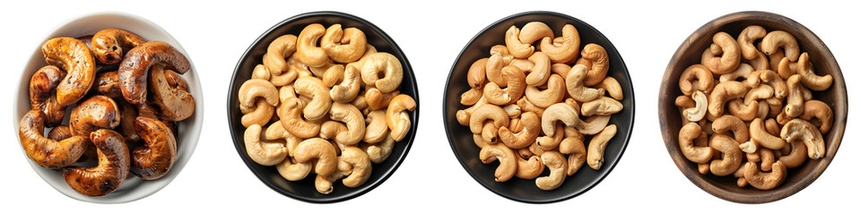 Wall Mural - Bowl with cashew nuts, PNG set