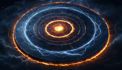 Poster - Mystical Lightning Rune Circle Illuminating Stormy Night