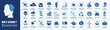 © stockgood - Net zero, eco, sustainable development editable stroke outline icons set isolated on white background flat vector illustration. Pixel perfect. Editable line