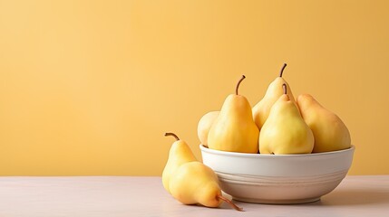 Sticker - A bowl of yellow pears on the table,