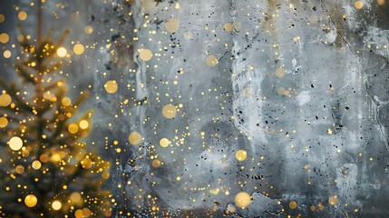 Wall Mural - Cool gray and yellow distressed Christmas backdrop with vintage texture and stains,