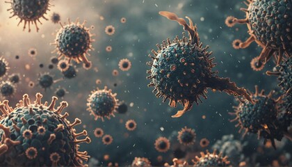 Wall Mural - Microscopic View of Infectious Virus in Medical Research, Virus and Medical Prevention