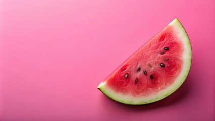 Watermelon slice with a pink summer background, watermelon, fruit, pink, summer, refreshing, juicy, vibrant, tropical