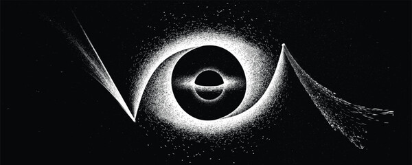 Wall Mural - stars and exoplanet in outer space with black hole and artificial loop. futuristic landscape, with n
