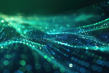 digital technology speed connect blue green background, cyber nano information, abstract communicati