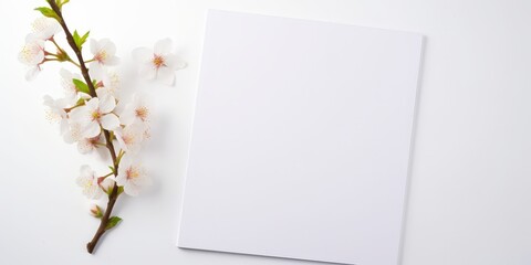 Poster - White Paper with Cherry Blossom Branch