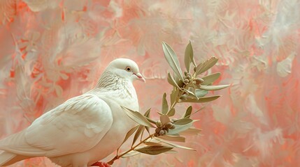 Sticker - White Dove Perched on an Olive Branch