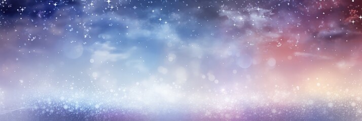 Sticker - Dreamy winter landscape with a starry night sky and snow covered ground