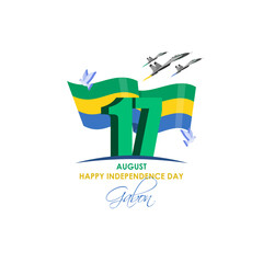 Wall Mural - Vector illustration of Gabon Independence Day social media feed template