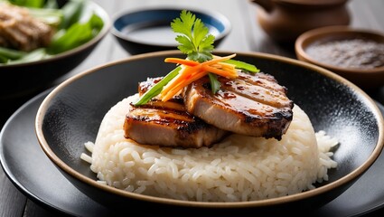 Wall Mural - Khao Niew Moo Ping (Grilled Pork with Sticky Rice)