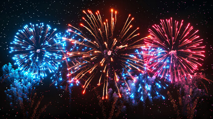 Wall Mural - spectacular fireworks display lighting up the night sky with vibrant colors